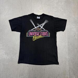 Vintage 80s Universal Studios Florida Neon Spellout T-Shirt Large Black